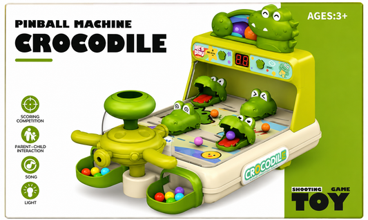 Crocodile Pinball Ball Shooting Game Toy with Lights & Music for Kids 3+