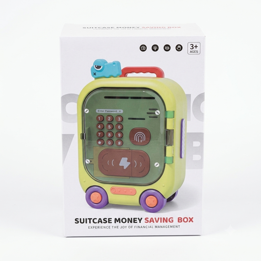 Dinosaur Robot Cash Box Toy with Music – Smart Safe, Password & Fingerprint Lock, Auto-Roll Cash & Coins