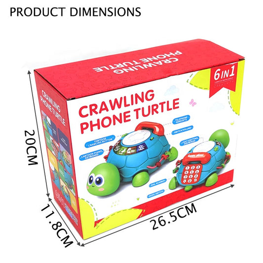 6-in-1 Crawling Phone Turtle Toy - Musical Learning Activity Center for Toddlers