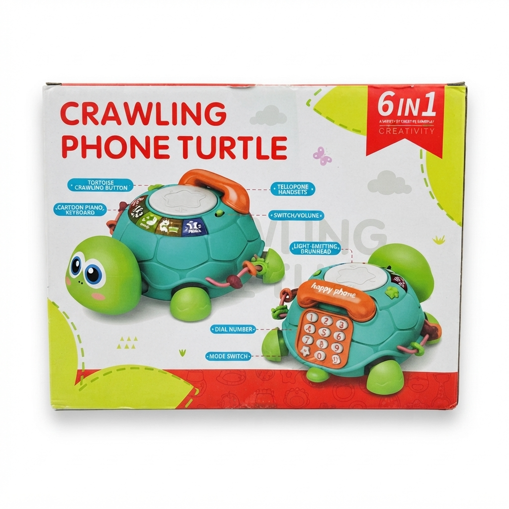6-in-1 Crawling Phone Turtle Toy - Musical Learning Activity Center for Toddlers