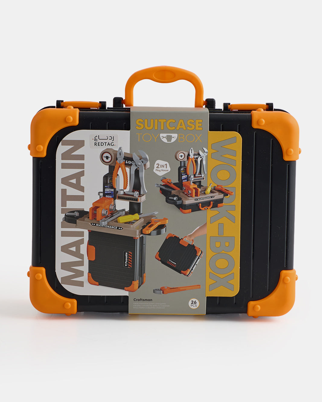 2-in-1 Kids Toy Tool Suitcase & Workbench Work box (26 Pcs)