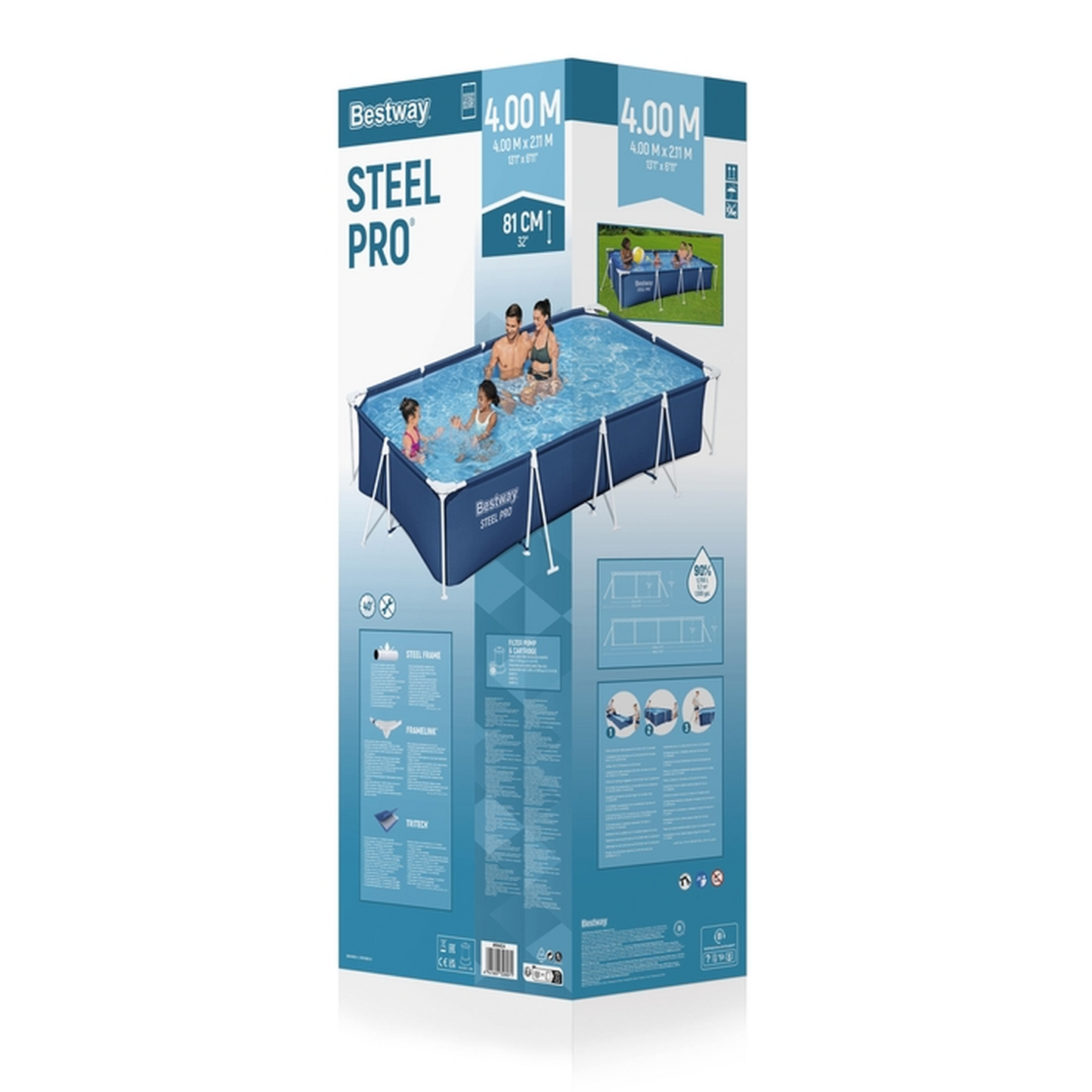 Bestway Steel Pro Rectangular Pool Set – 4.00 × 2.11 × 0.81 m – view 3
