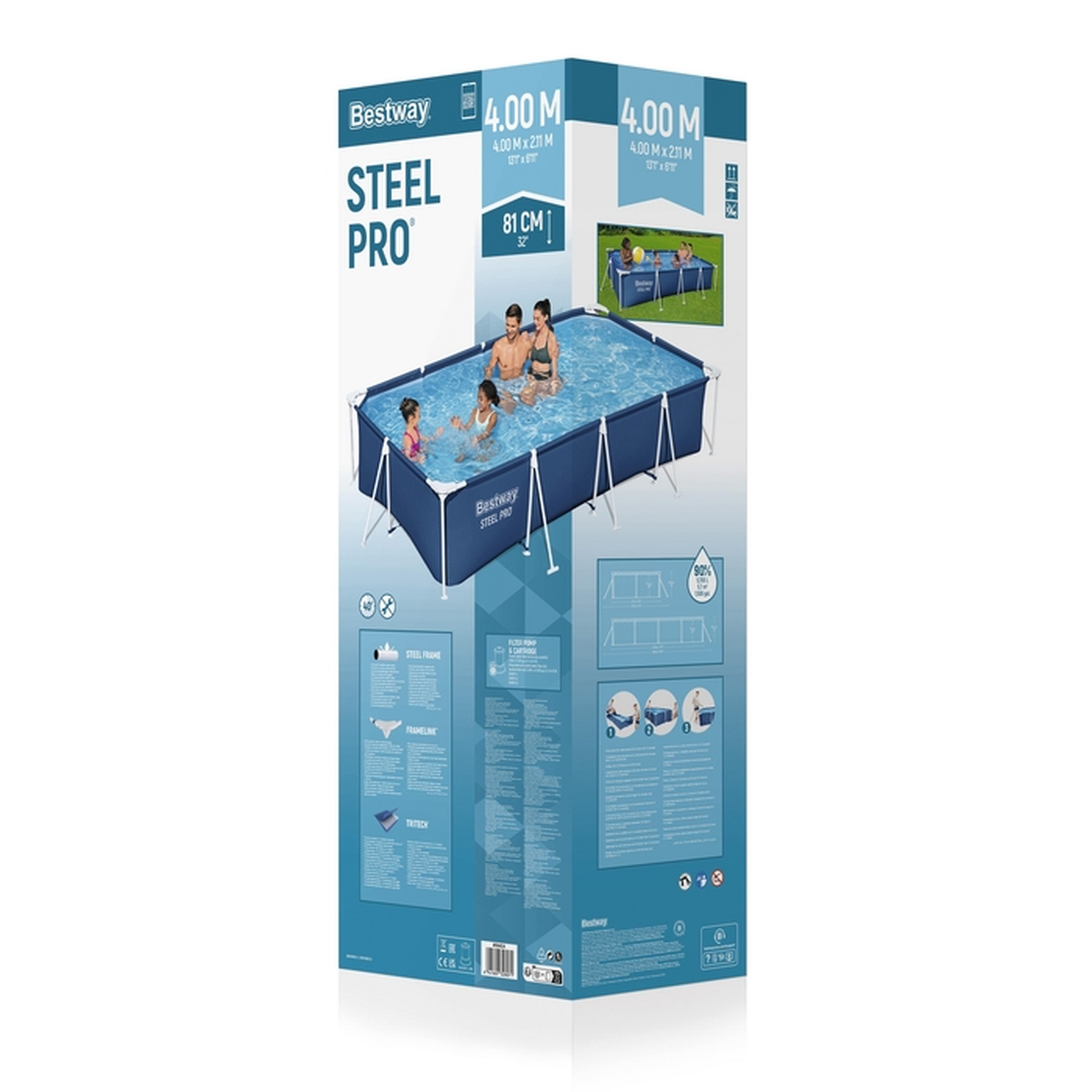 Bestway Steel Pro Rectangular Pool Set – 4.00 × 2.11 × 0.81 m – view 3