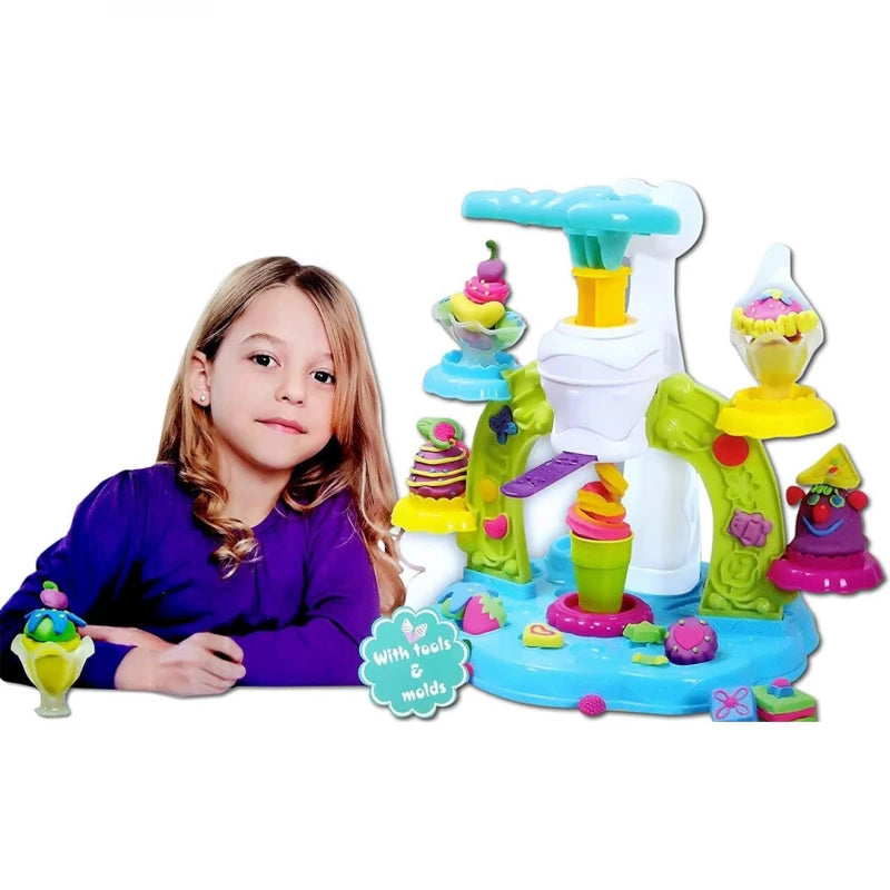 DIY Ice Cream & Cake Color Dough Play Set – Creative Modeling Clay Toy for Kids 3+