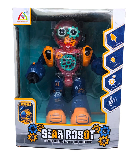 Explore Interactive Gear Robot – Lighting, Music & Shooting Action