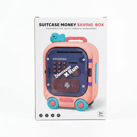Dinosaur Robot Cash Box Toy with Music – Smart Safe, Password & Fingerprint Lock, Auto-Roll Cash & Coins