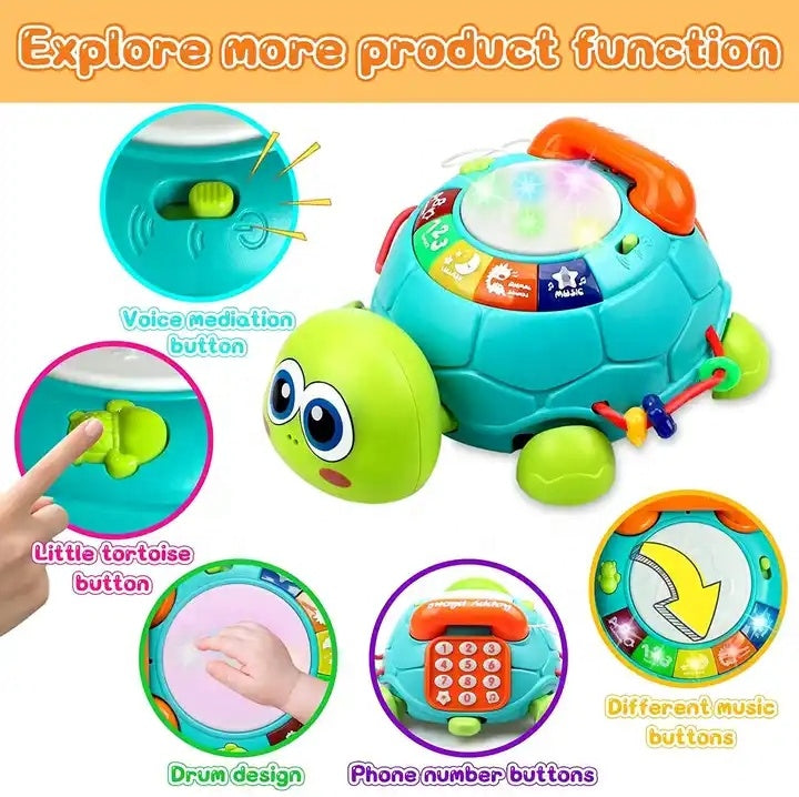 6-in-1 Crawling Phone Turtle Toy - Musical Learning Activity Center for Toddlers